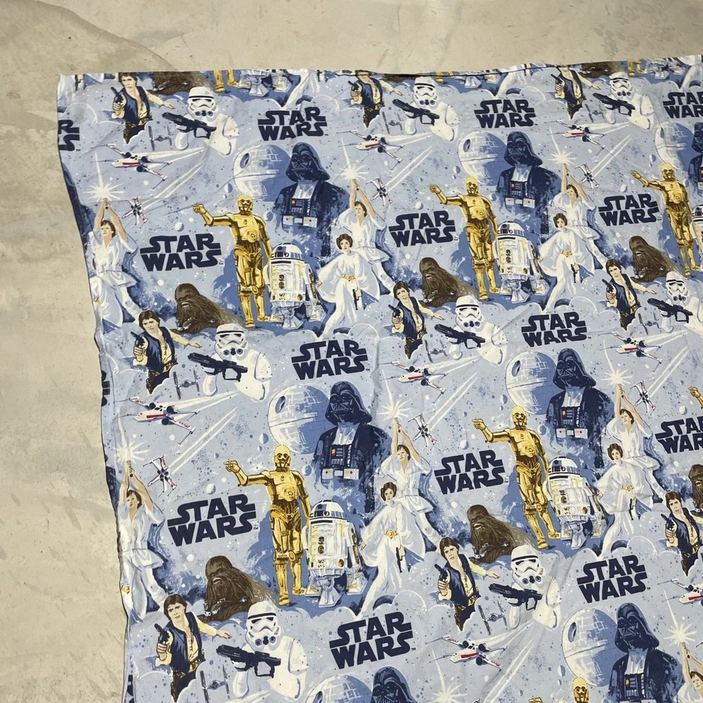 Y2K POTTERY BARN KIDS Star Wars Full Size New Hope Space Print Flat Sheet